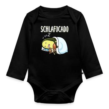 Schlafocado Schlafen Avocado Mit Plüschtier - Baby Bio-Langarm-Body - Schwarz - Vorne