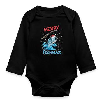 X Mas Fish Christmas Angler Fish Lover Fishing - Organic Longsleeve Baby Bodysuit - black - Front