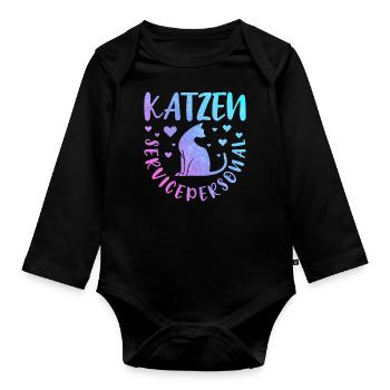Katzen Servicepersonal Katzenbesitzer - Baby Bio-Langarm-Body - Schwarz - Vorne