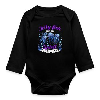 Jellyfish Fan Soul Animal Sea Animal Diver Chercheur - Body Bébé bio manches longues - noir - Devant