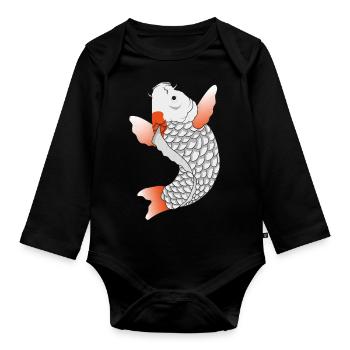 Japanischer Koi - Baby Bio-Langarm-Body - Schwarz - Vorne