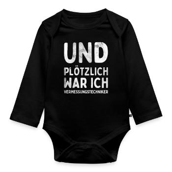 Vermessungstechniker Landvermesser Tolle - Baby Bio-Langarm-Body - Schwarz - Vorne