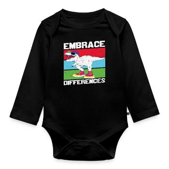 Embrace The Difference Different Quotes - Organic Longsleeve Baby Bodysuit - black - Front