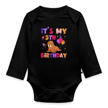 C’est la célébration de mon 5e anniversaire - Body Bébé bio manches longues - noir - Devant