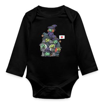 Drôles de sorcières Effrayantes Halloween - Body Bébé bio manches longues - noir - Devant