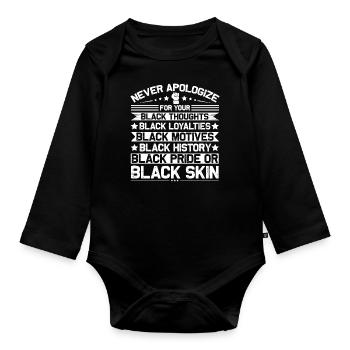Love Your Black Culture Black History Month - Organic Longsleeve Baby Bodysuit - black - Front