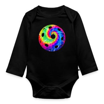 Pickleball Tie Dye Retro 80s 90s - Organic Longsleeve Baby Bodysuit - black - Front
