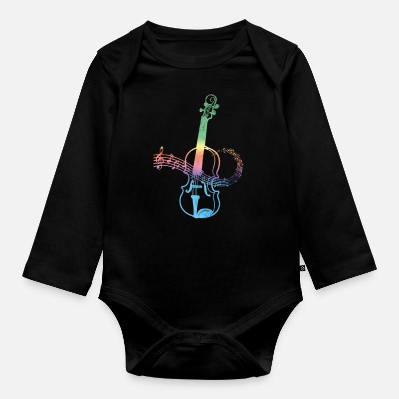Violon Violon Instrument - Body Bébé bio manches longues - noir