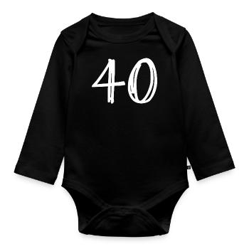 40 YEARS. 40th ANNIVERSARY. BIRTHDAY 40 YEARS. 40 - Organic Longsleeve Baby Bodysuit - black - Front