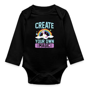 Erschaffe deine eigene Magie Unicorn - Baby Bio-Langarm-Body - Schwarz - Vorne