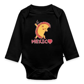 Cute Kawaii Heart Mexico Dab Dabbing Taco - Organic Longsleeve Baby Bodysuit - black - Front