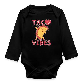 Cute Kawaii Heart Dab Dabbing Taco Vibes - Organic Longsleeve Baby Bodysuit - black - Front