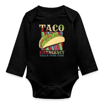 Retro Vintage Mexican Food Call Taco - Baby Bio-Langarm-Body - Schwarz - Vorne