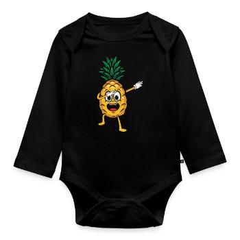 Abtupfendes Ananas-design Für Strandliebhaber - Baby Bio-Langarm-Body - Schwarz - Vorne