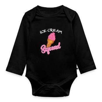 Ice Cream Squad Ice Cream Lover Birthday Crew - Organic Longsleeve Baby Bodysuit - black - Front