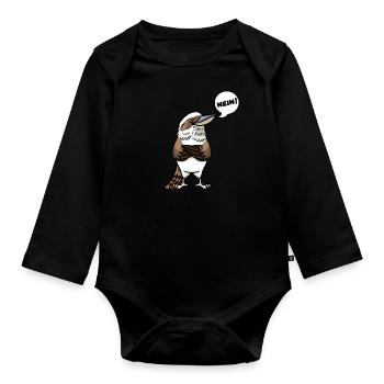 Lachender Hans Vogel Jägerliest Stur Nein - Baby Bio-Langarm-Body - Schwarz - Vorne