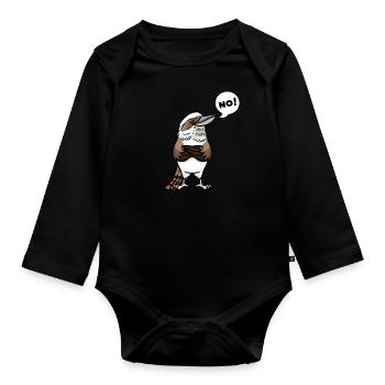 Lachender Hans Vogel Jägerliest Stur Nein - Baby Bio-Langarm-Body - Schwarz - Vorne