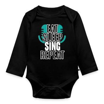 manger de la musique de sommeil répéter - Body Bébé bio manches longues - noir - Devant