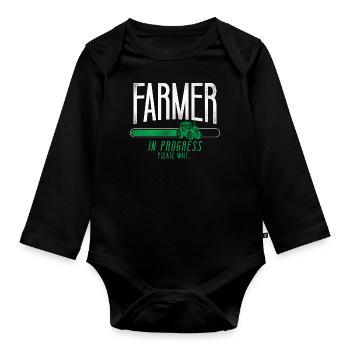 Farming Farmer Tractor Vintage - Baby Bio-Langarm-Body - Schwarz - Vorne