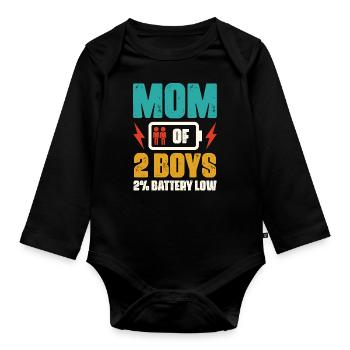 Mom of Two Boys Mother Mother's Day - Organic Longsleeve Baby Bodysuit - black - Front