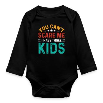 Ich Habe Drei Kinder Papa Mama Geschenk - Baby Bio-Langarm-Body - Schwarz - Vorne
