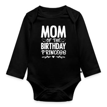 Mom's Little Princess Daughter Gift - Organic Longsleeve Baby Bodysuit - black - Front