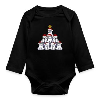 Arbre de Noël de l’ours polaire - Body Bébé bio manches longues - noir - Devant