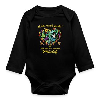 Bin bei meinen Mädels Bienen Honig Imker Imkerei - Baby Bio-Langarm-Body - Schwarz - Vorne