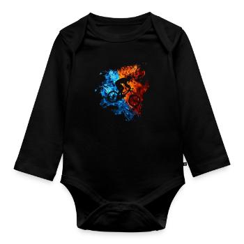 Fire Mountain Bike Flames MTB Bike - Organic Longsleeve Baby Bodysuit - black - Front