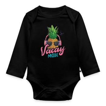 Vacay Mode Ananas Design Für Strandliebhaber - Baby Bio-Langarm-Body - Schwarz - Vorne
