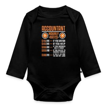 Conseils fiscaux Drôles Comptables Dictons Impôts - Body Bébé bio manches longues - noir - Devant