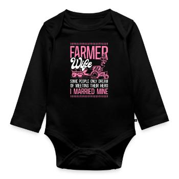 Farming Farmer Wife Tractor Farmer - Baby Bio-Langarm-Body - Schwarz - Vorne