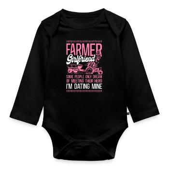 Farming Farmer Girl Tractor Farmer - Baby Bio-Langarm-Body - Schwarz - Vorne