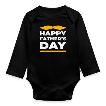Father's Day - Organic Longsleeve Baby Bodysuit - black - Front