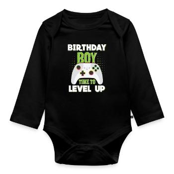 Geburtstagskind Zeit, um Videospiel Geburtstag zu verbessern - Baby Bio-Langarm-Body - Schwarz - Vorne