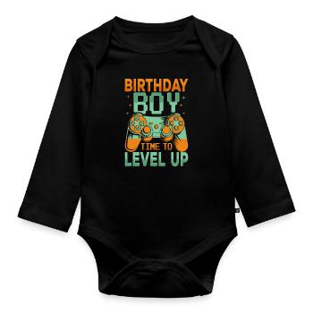 Geburtstagskind Zeit, um Videospiel Geburtstag zu verbessern - Baby Bio-Langarm-Body - Schwarz - Vorne