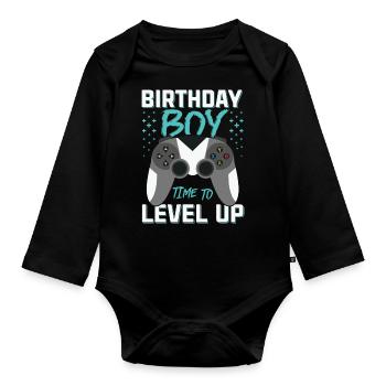 Geburtstagskind Zeit, um Videospiel Geburtstag zu verbessern - Baby Bio-Langarm-Body - Schwarz - Vorne
