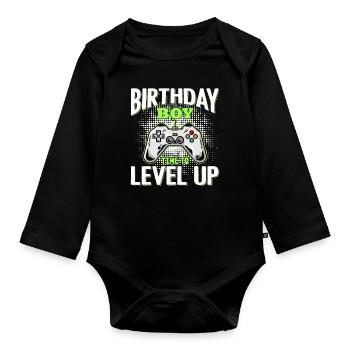 Geburtstagskind Zeit, um Videospiel Geburtstag zu verbessern - Baby Bio-Langarm-Body - Schwarz - Vorne