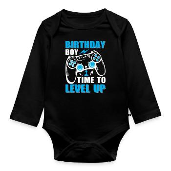Geburtstagskind Zeit, um Videospiel Geburtstag zu verbessern - Baby Bio-Langarm-Body - Schwarz - Vorne