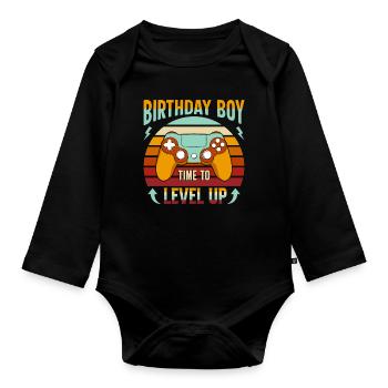 Geburtstagskind Zeit, um Videospiel Geburtstag zu verbessern - Baby Bio-Langarm-Body - Schwarz - Vorne