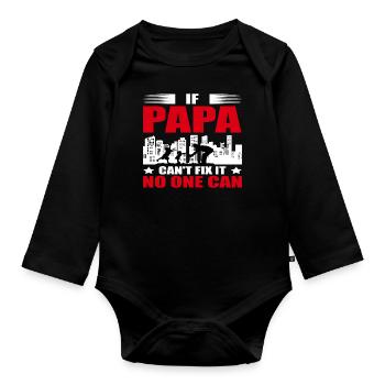 Hommes si Papa ne peut pas réparer Papa Cadeau - Body Bébé bio manches longues - noir - Devant