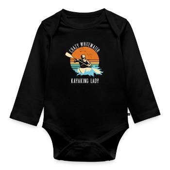 Crazy Whitewater Kayaking Lady - Body Bébé bio manches longues - noir - Devant