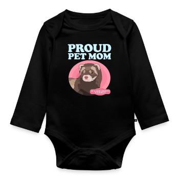 Ferret Mom Ferret Lover Gift - Organic Longsleeve Baby Bodysuit - black - Front