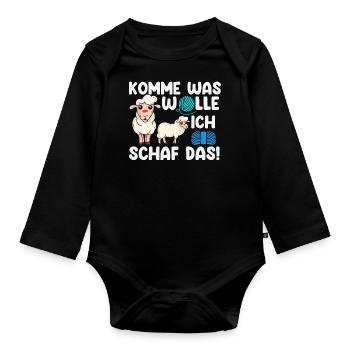 Schaf, Hirte, Schafhirte, Schafzucht - Baby Bio-Langarm-Body - Schwarz - Vorne