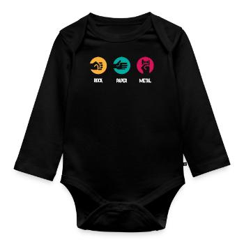 Musique métal, musique rock papier métal - Body Bébé bio manches longues - noir - Devant