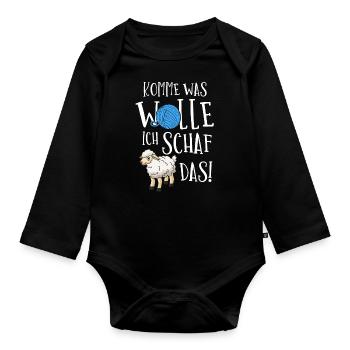 Schaf, Hirte, Schafhirte, Schafzucht - Baby Bio-Langarm-Body - Schwarz - Vorne