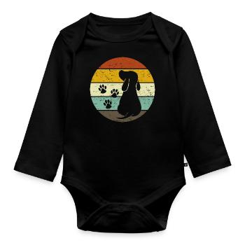 Cocker Spaniel Hundeliebe Hundeliebhaber Pfoten - Baby Bio-Langarm-Body - Schwarz - Vorne