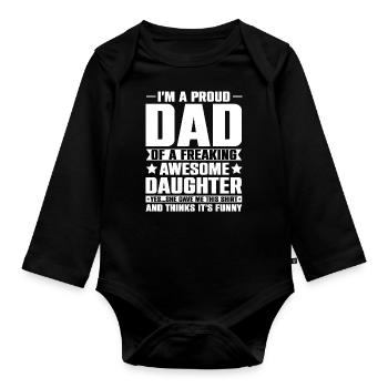 Father's Day Father Daughter Gift Papa Princess - Organic Longsleeve Baby Bodysuit - black - Front