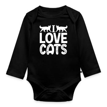 Les vrais hommes aiment les chats chat homme chat père - Body Bébé bio manches longues - noir - Devant