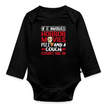 Horror Movies Pizza Movie Night - Organic Longsleeve Baby Bodysuit - black - Front